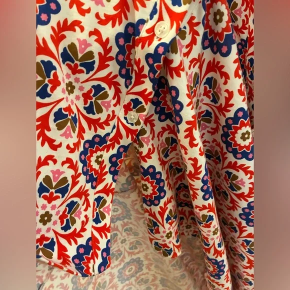 Boden, Libby, Bold Colorful Printed Tie-Waist Midi Dress - Picture 9 of 16